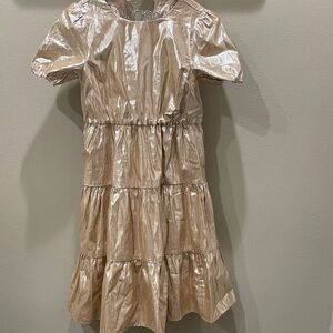 J. Crew Girls Shiny Gold Tiered Kids Dress- Size 12